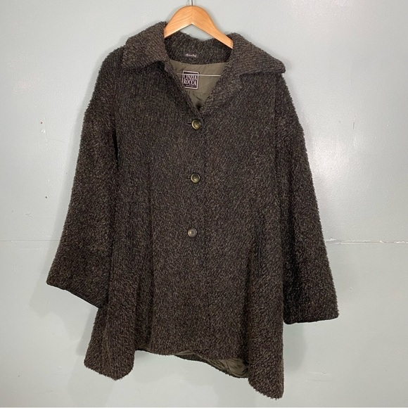 Cinzia Rocca Green Alpaca‎ Wool Blend Coat Green Sz 10
